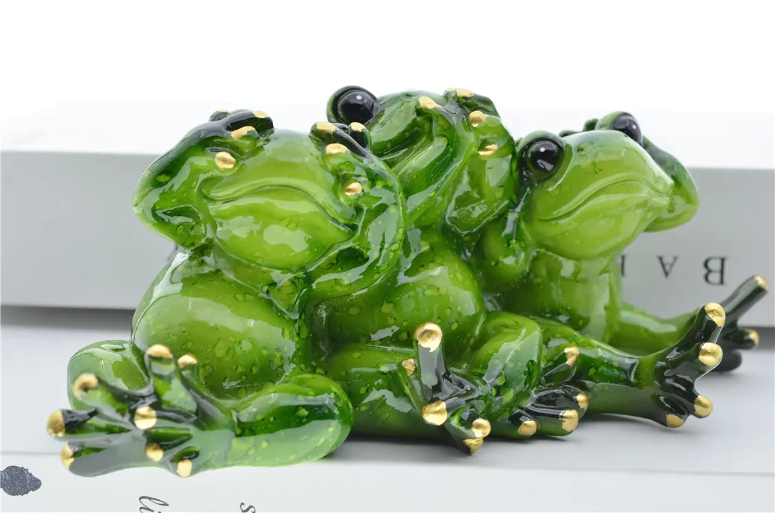 MYBLUE Kawaii Dont Talk Dont Listen Dont Look Frog Figurine Miniature Fairy Garden Nordic Home Room Decoration Accessories