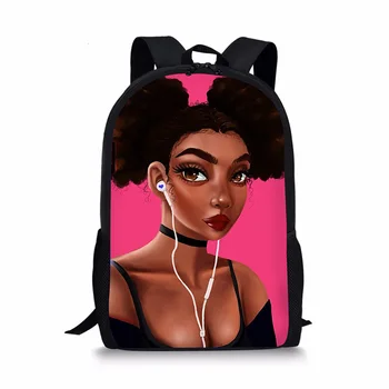 

HYCOOL African Backpack Cute Black Afro Beauty Girl Printing School Bags Teen Kids Children Book Bags Infant Students Satchel