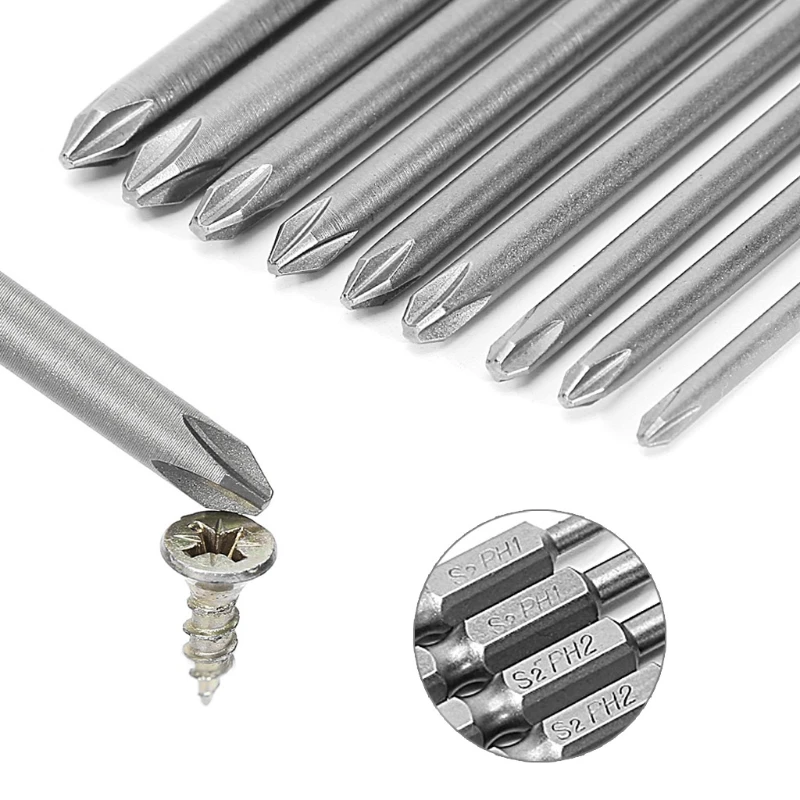 High Quality 9 Pcs 1/4'' 100mm S2 Magnetic Hex Cross Head PH1 PH2 Electric Screwdriver Bit | Автомобили и мотоциклы