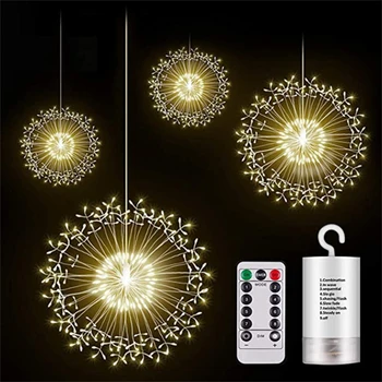

120 LED Firework Dandelions Light Copper Wire Waterproof Fairy Lights For Wedding Party Decor 8 Modes Remote Control Waterproof