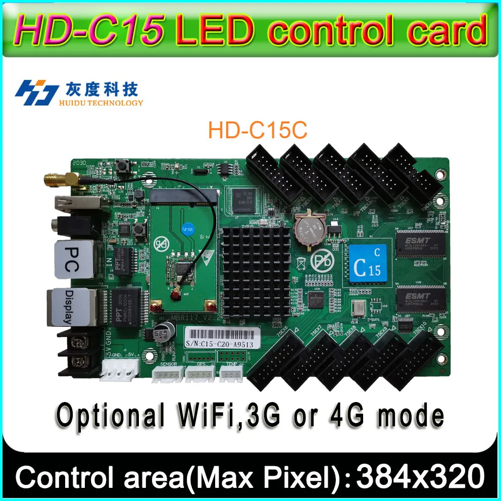 

HD-C15c(C16C) WIFI,3G,4G LED Display Controller On Board Flash 4GB,Full Color Asyn LED Display Control Card P3 P4 P5 P6 P8 P10