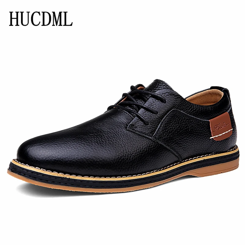 HUCDML/Мужская обувь из натуральной кожи однотонные черные синие коричневые
