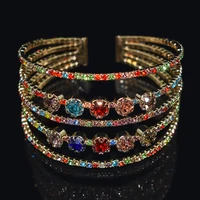 Full Rhinestone 3/5 Row Crystal Open Bangle Multi-Color Rhinestone Women's Bracelets and Bangles Wedding Bridal Jewelry 1