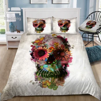 

Gulec Gardening Floral Skull 3D Bedding Set Printed Duvet Cover Set Queen King Twin Size