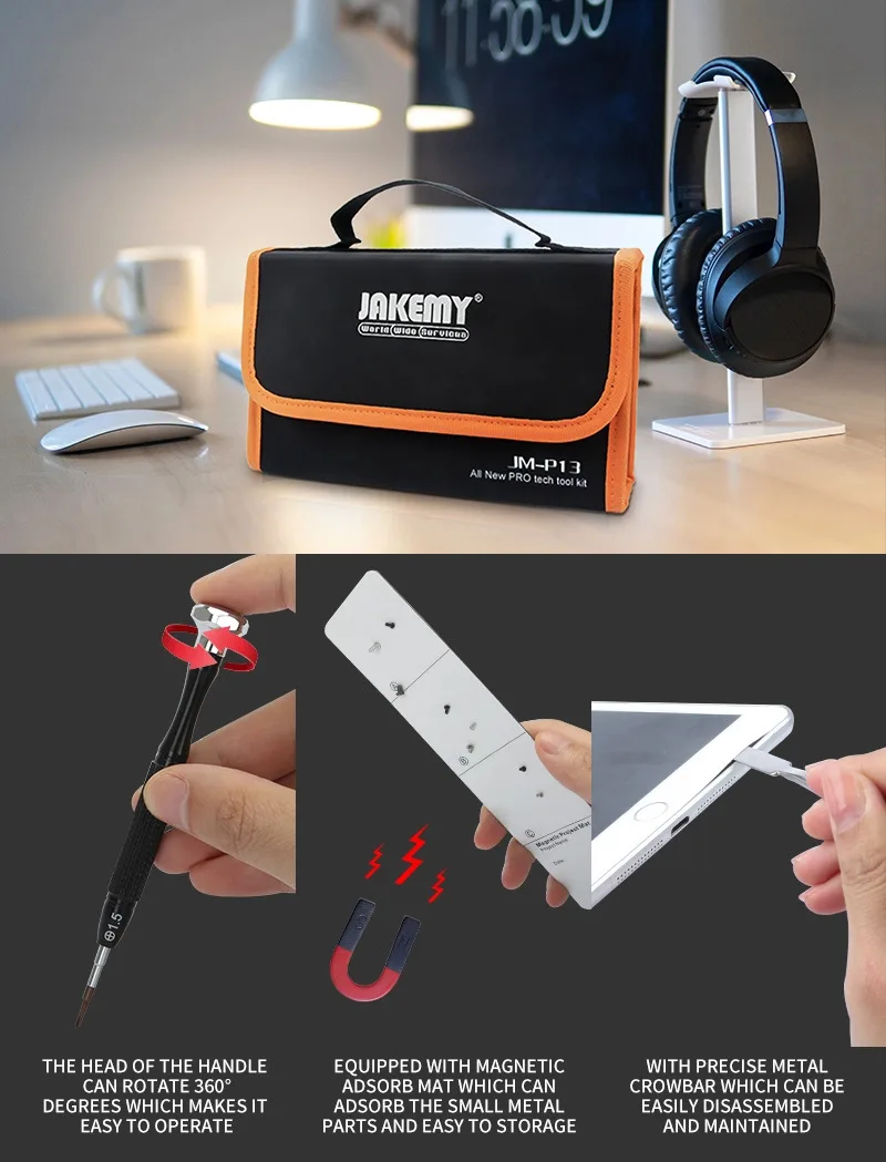 JAKEMY JM-P13 54 в 1 профессиональный набор отверток коробка набор с Сумка для электроинструментов ремонтный инструмент своими руками комплект для i8/iX