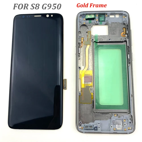 Для samsung S8 lcd с рамкой для samsung Galaxy S8 Plus lcd G955 S8 G950 G950F Дисплей lcd сенсорный экран дигитайзер протестирован - Цвет: S8 Gold Frame