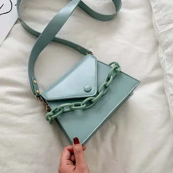 

PU Leather solid Color Crossbody Bags For Women 2020 Fashion Small Shoulder Bag Female Handbags And Purses Chain Bag