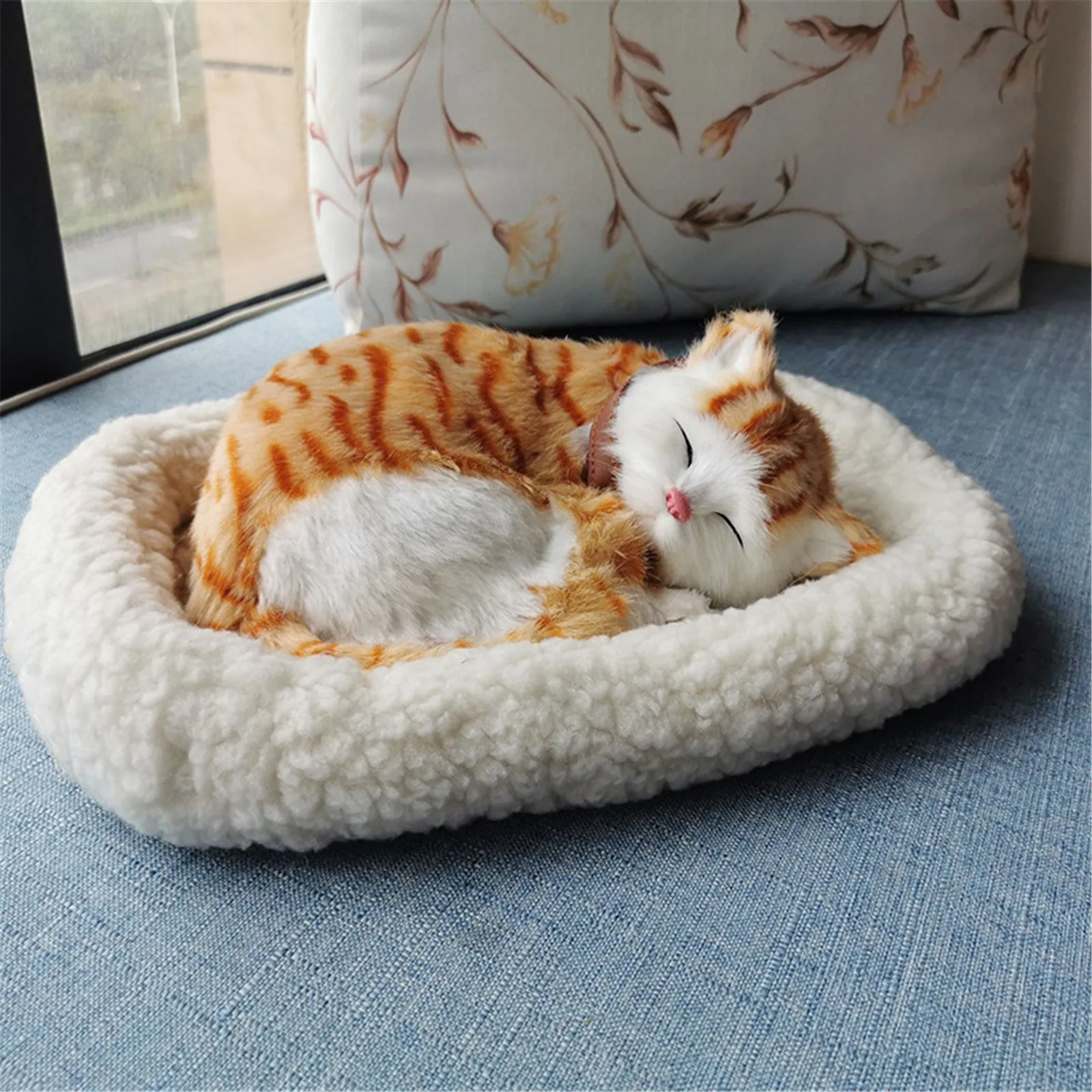 breathing sleeping cat stuffed animal