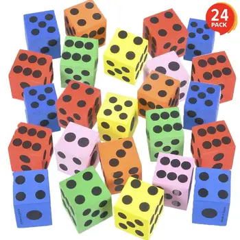 

Colored Foam Dice Set - Pack of 24 - 1.5 Inches 38mm Big Colorful Dice Set Fun Playing Games Great Gift for Kids