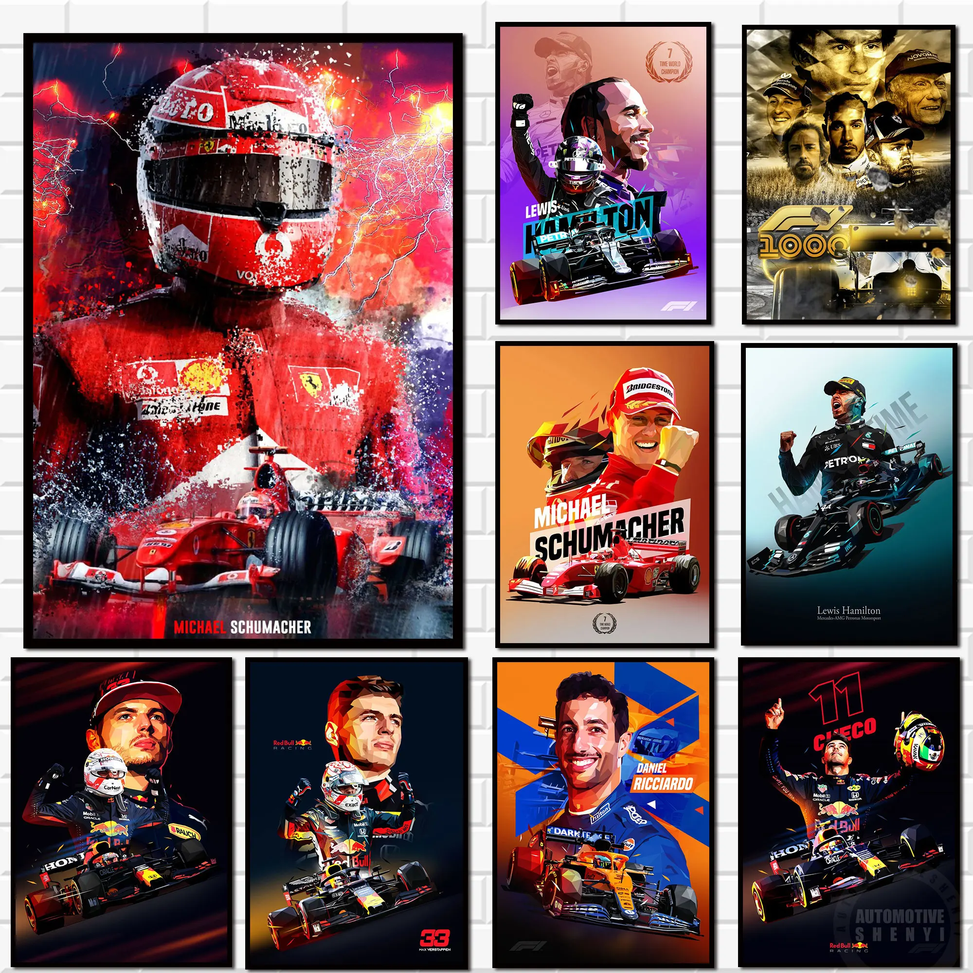 F1 Racer Формула 1 портрет мир планшетов гоночный команда украшение граффити