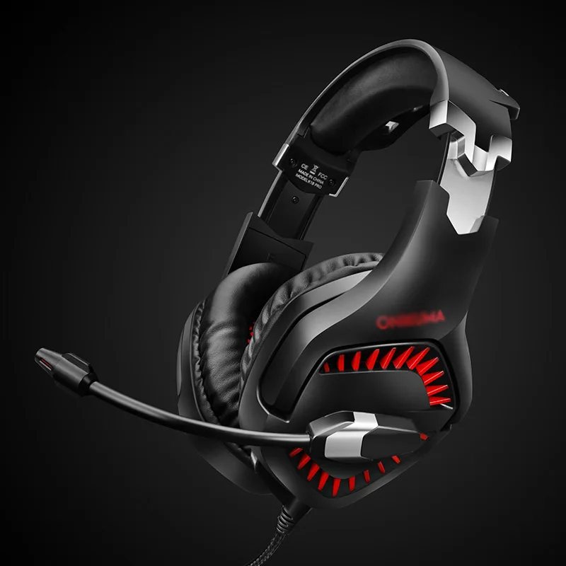 Игровая бас гарнитура наушники K1Bpro черный красный для ПК ноутбук