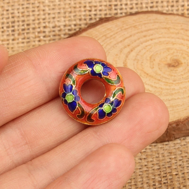 5pcs Cloisonne Enamel Round Loose Bead Handmade DIY Jewelry Making Findings Filigree Spacer beads Earrings Bracelet Accessories