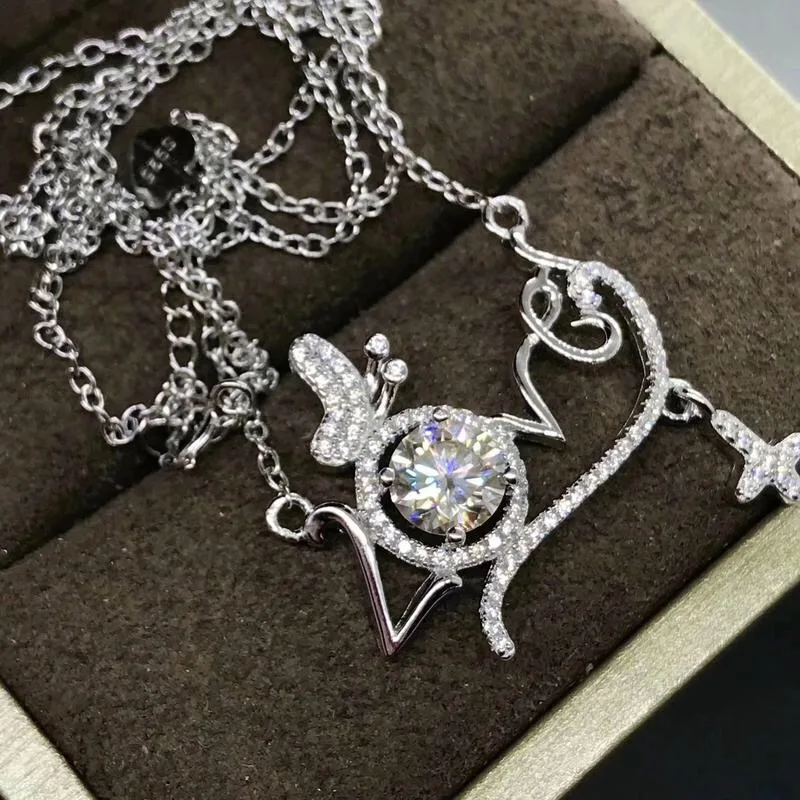 Kkmall Store круглые серебряные подвески Moissanite 1.00ct D VVS Роскошные Подвески Moissanite серьги-гвоздики 925 ожерелья
