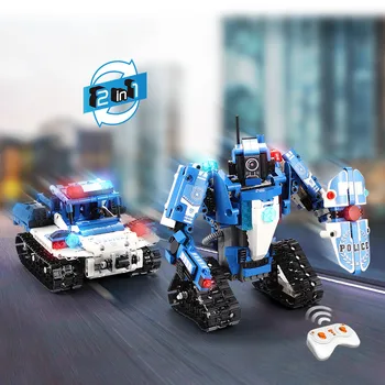 

DIY CaDA Building Blocks 526PCS C51049 Polices Robot Polly Polices Car Two Shape Changes Interactive Play Toy for Kid