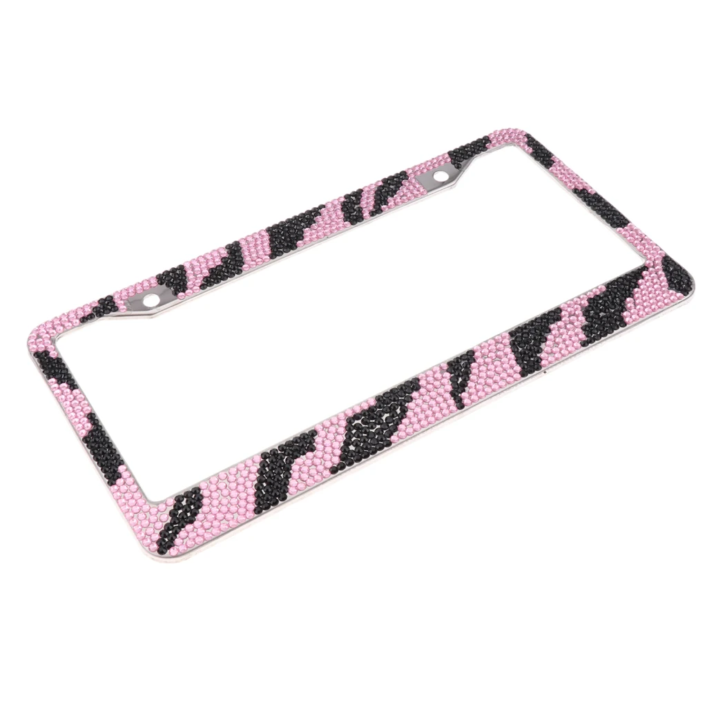 High Quality Crystal Leopard Cheetah Bling Metal License Plate Frame