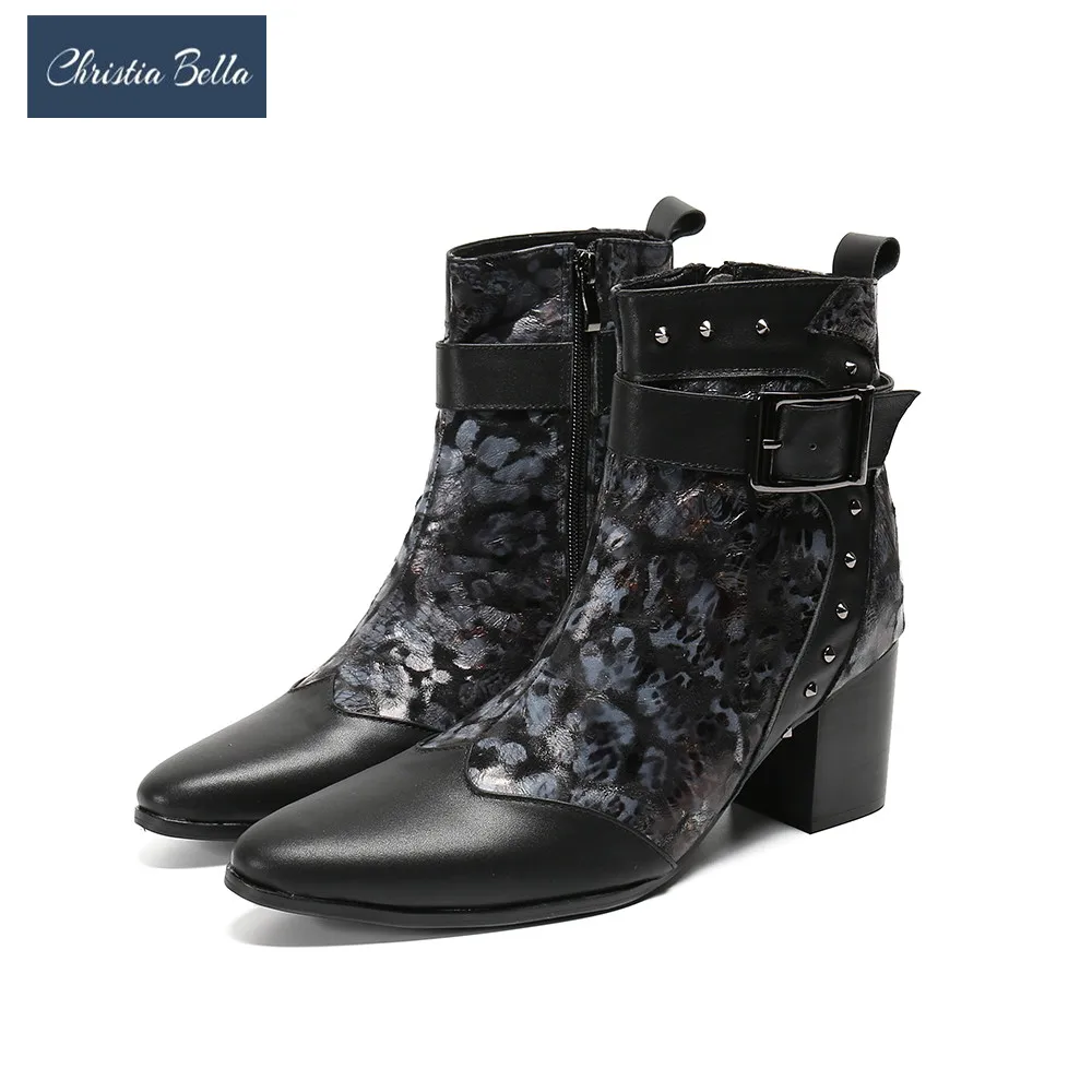 

Оригинальные мужские высокие ботинки ручной работы, официальная обувь, мужские деловые короткие ботинки из натуральной кожи на среднем каблуке, модные мотоциклетные ботинки