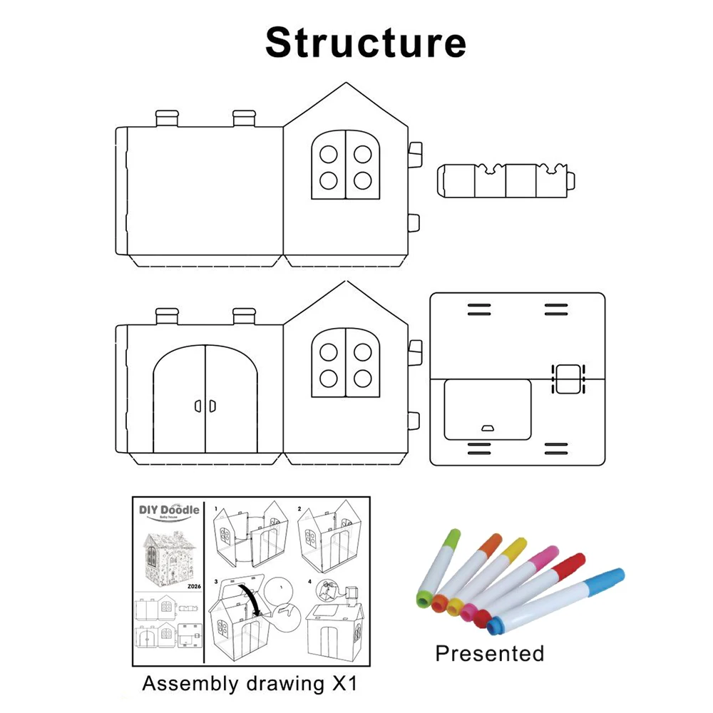 DIY большой картон раскраска креативные поделки игровой дом проект собрать и раскрашивать развивающие игрушки 2,2 футов в высоту для детей