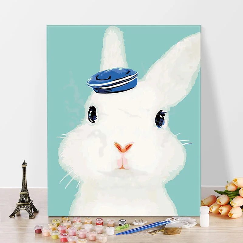

DIY Digital Oil Painting Hand-Painted Substantial Living Room Cartoon Animation Own Coloring Painting Decorative Painting Rabbit