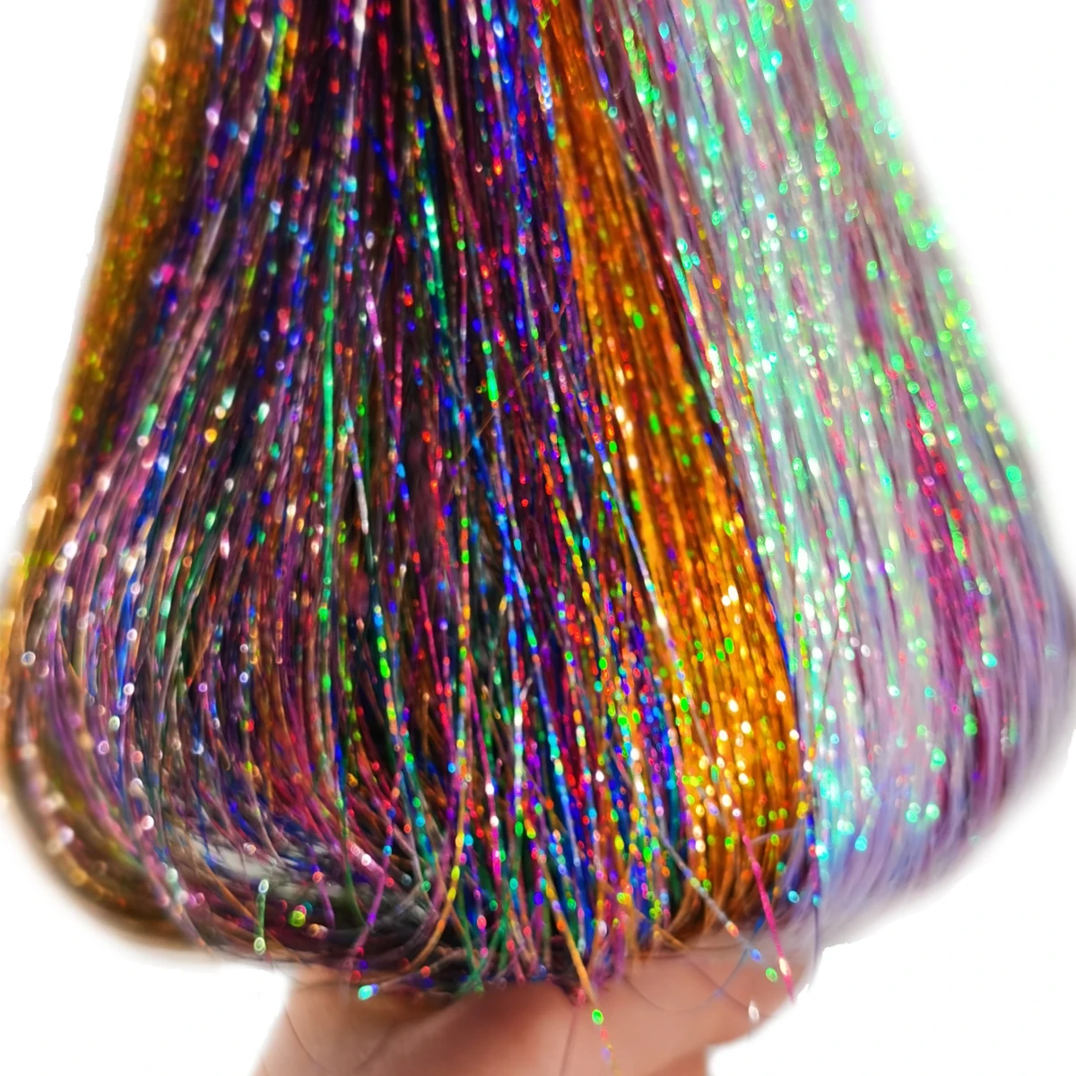 Hair Tinsel Extensions Holographic Glitter Fairy Hair Tinsel For Halloween Christmas New Year Cosplay Party 1PC 21 Colors 3