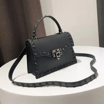 

Rivet Women Messenger Bags Luxury Handbags Women Bags Designer PVC Jelly Bag Fashion Shoulder Bag Females PU Leather Handbags