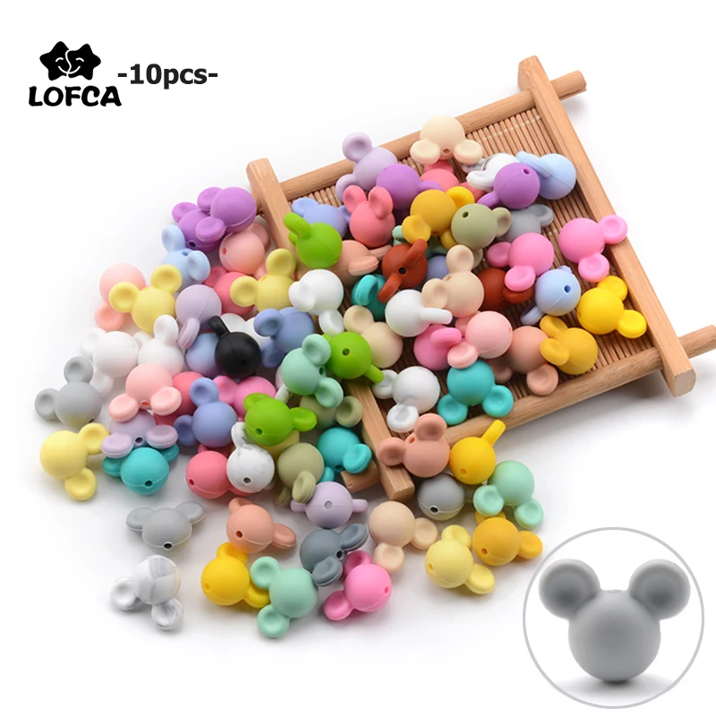Baby Necklace Jewelry Charm Mouse Silicone Beads Chew LOFCA Toy Food-Grade Bpa-Free Soft