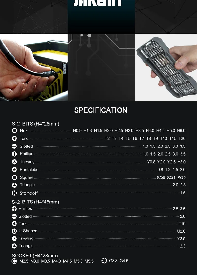 JM-8172 Multifunctional Scredriver Repair Tool Set with S2 Magnetic Driver Bits for Home DIY Improvement