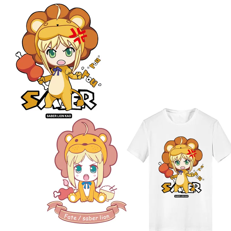 

Iron on Transfer Anime Fate Saber Lion Patches for Clothing Applique Heat Transfer Vinyl Ironing Stickers Stripes on Clothes