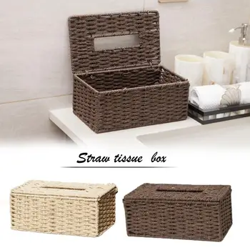 

Handmade Knitting Hand-woven Tissue Box Seagrass Napkin Case Holder Beautiful and Durable Green