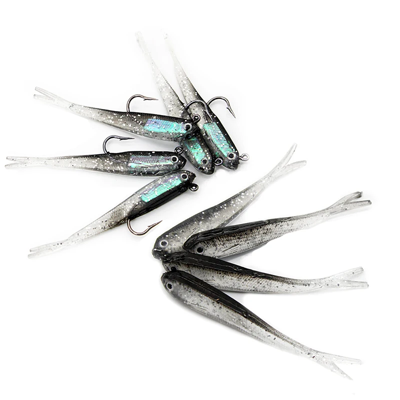 10-Piece Silicone Swimbait Set - Soft Fork Tail Fishing Lures with Hooks & Hookless Options for Anglers