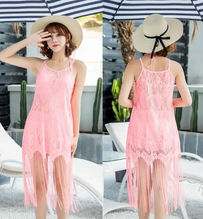 

Swimming Suit Three-piece Set 2018 New Style Lace Long Skirts Underwire Push up Bikini Spa Resort Swimwear