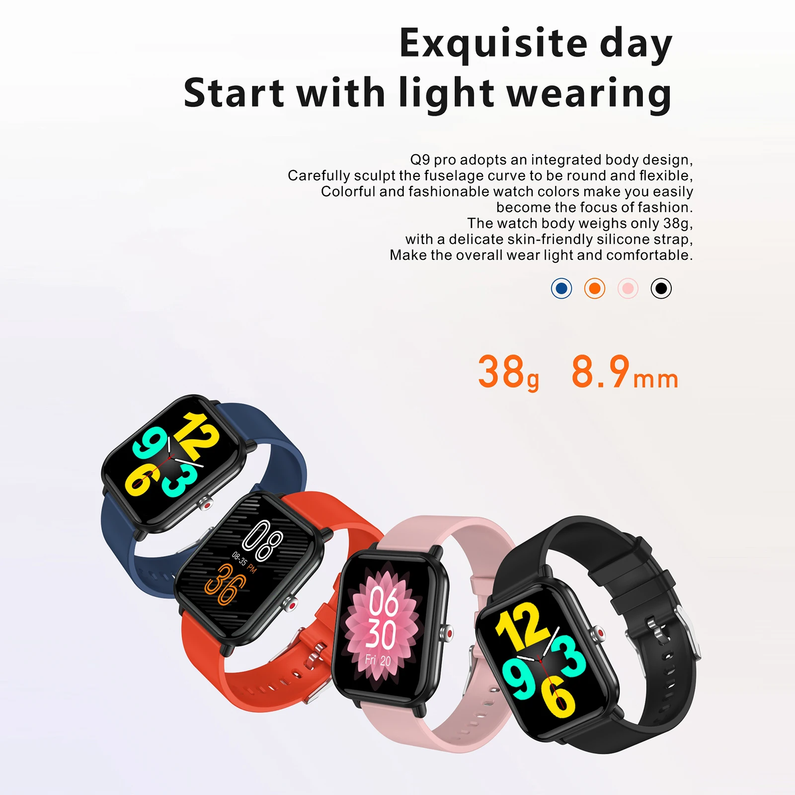 Q9 pro Smart Bracelet Sports Watch Body Temperature Monitor 45-day Long Standby Health Monitor 24-Sports Mode Smart Band