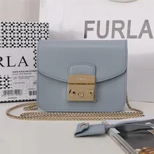 Оригинальные женские сумки FURLA, высококачественные женские кожаные сумки Furla дымчатого синего цвета, размер S 16,5 см x 12 см x 8 см