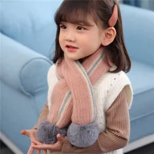 Вязаный зимний теплый шарф; шарфы для девочек; детская одежда с помпонами; аксессуары для мальчиков; хлопковые воротники; шейный платок