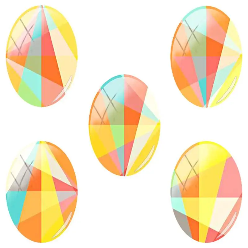 

TAFREE Colorful triangle geometric pattern Oval Shaped 18x25 mm Photo s/lot Glass Cabochon Dome Flat Back Jewelry CX30