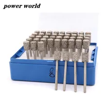 

A Needle 3mm Shank Cylindrical Brazing Diamond Grinding Head Drill Bits for Stone Jade Metal Polishing Deburring Carving Set