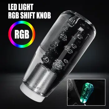 

Car Gear Head Shift Knob Cover Gear Shift Handle Ball Collars LED Light RGB Stick Crystal Transparent Bubble Gear Shifter 10cm