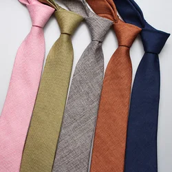 New Fashion British Style Linen Ties for Men Jacquard Solid Color Men's Tie Business Formal Vintage Accessories Gifts