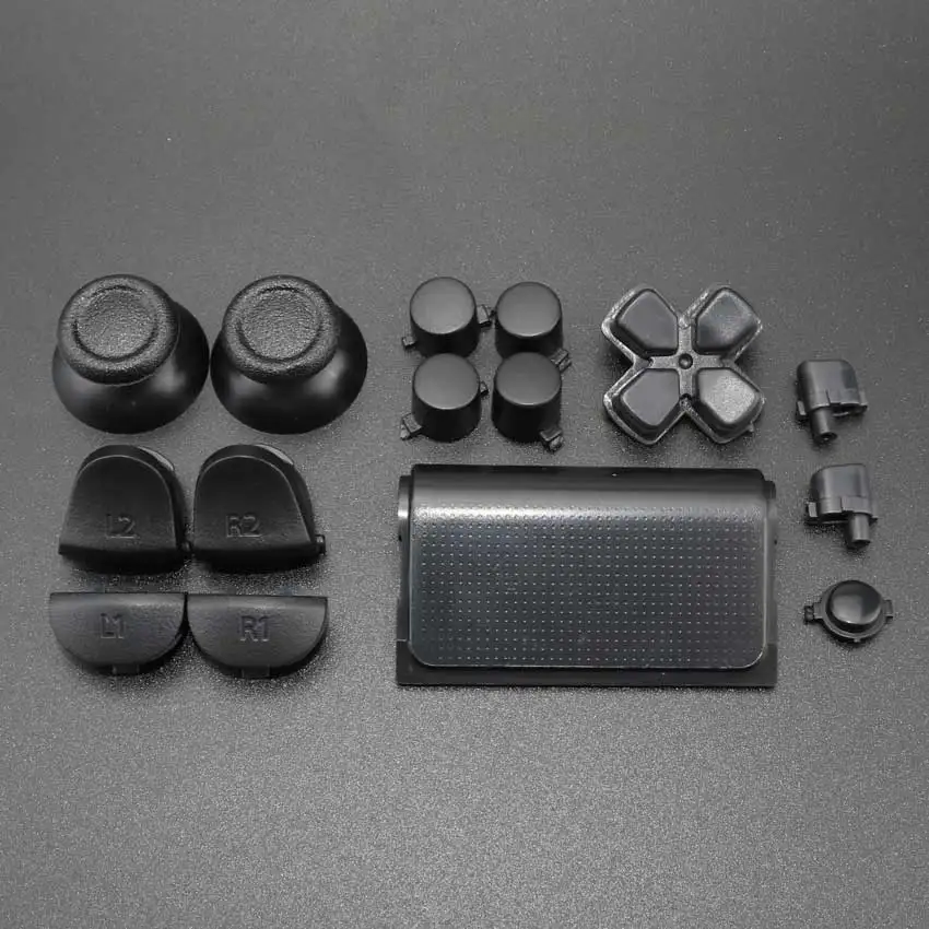 Black YuXi полный комплект запасные части для sony playstation Dualshock 4 PS4 JDM-001 011 контроллер L1 L2 R1 R2 D-Pad кнопки сцепление шапки - Цвет: Black