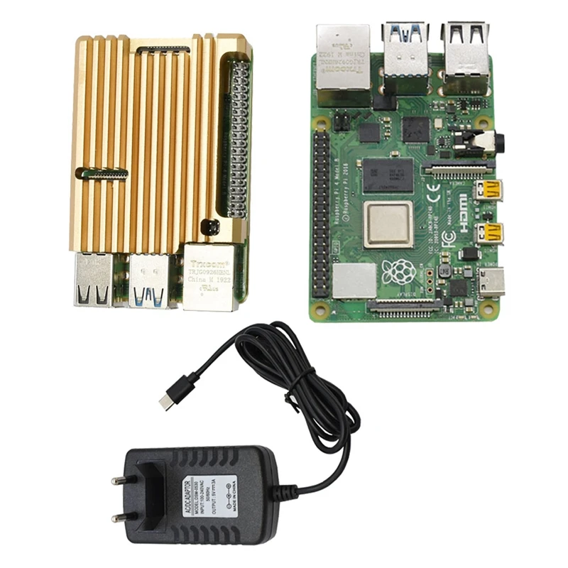 Для Raspberry Pi 4B 2G ram DIY Kit Поддержка 2,4/5,0 GHz wifi Bluetooth 5,0 с алюминиевым ЧПУ сплав защитный Золотой чехол 5V 3A P