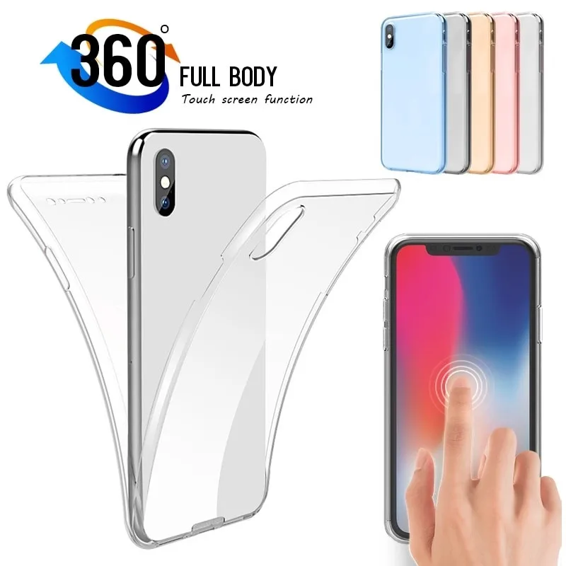 Прозрачный 360 ТПУ чехол для iPhone X XR Xs Max 5s 6 6s 7 8 Plus 11 Pro 2019 мягкий прозрачный Полная