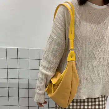 

Women Canvas Shoulder Handbag Large Capacity Solid Zipper Hot Selling Delicate Soft Surface Durable Shopping Crossbody Bags