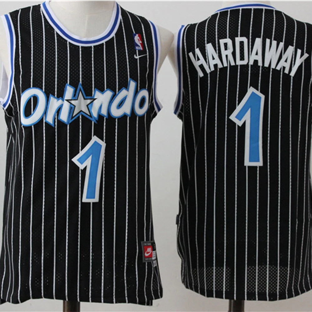 NBA Orlando Magic #1 Anfernee Hardaway Мужская баскетбольная Джерси полосатая Ретро Swingman