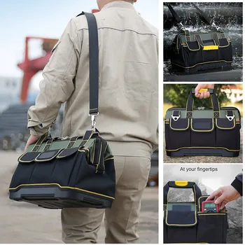 

2020 Tool Bags 13/16/18/20 Inch 1680D Oxford Cloth Bag Top Wide Mouth Electrician Bags Multifunctional X85