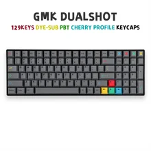 Gmk dualshot tema keycaps 129 teclas pbt dye sub cherry perfil keycap para teclado mecânico jogos cinza série chaves