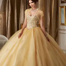 Золотые бальные платья с жакетом, бальное платье, вышивка бисером, детские синие Бальные платья на шнуровке, vestidos de 15 anos