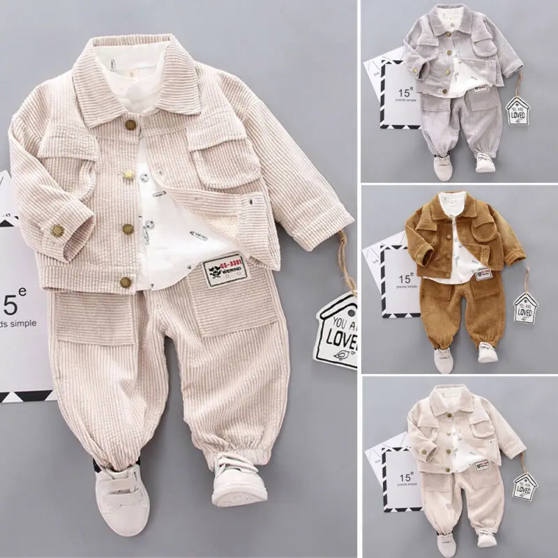 

PUDCOCO US Fashion Autumn Outfits Warm Coat + Shirt+ Pants Leggings Kids Baby Boy Girl Support wholesale