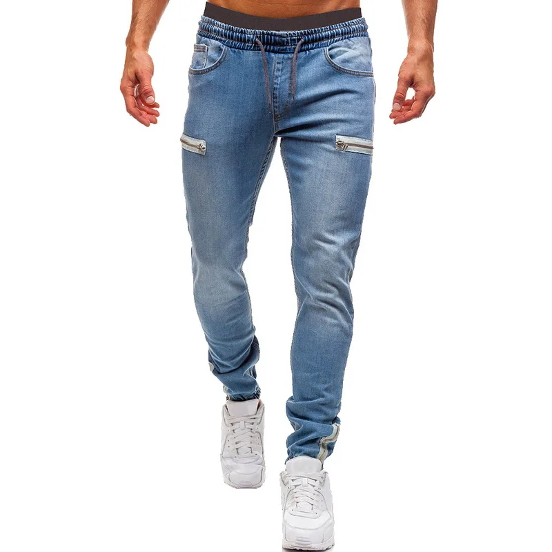 HEFLASHOR новые осенние мужские Эластичные Обтягивающие байкерские облегающие джинсовые мужские Мульти-карманные брюки карандаш с молнией повседневные джинсы модные брюки