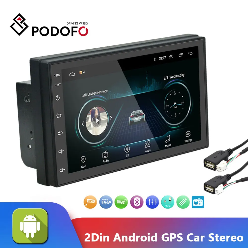 Podofo 2Din Android GPS Radio samochodowe Stereo Coche 7 ''pojemnościowy ekran dotykowy samochód MP5 Bluetooth GPS odbiornik radiowy FM radia samochodowe Podofo 2Din Android GPS Radio samochodowe Stereo Coche 7 ''pojemnościowy ekran dotykowy samochód MP5 Bluetooth GPS odbiornik radiowy FM radia samochodowe