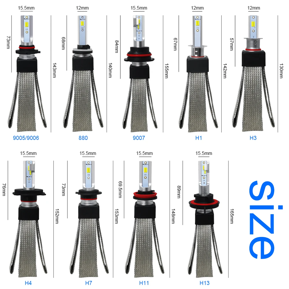 Светодиодный H4 светодиодный H7 H11 H1 лампы для передних фар для автомобиля 880 9005 9006 9007 h1 h3 h13 авто фары 3000 К 4300 6000 К авто фары комплект