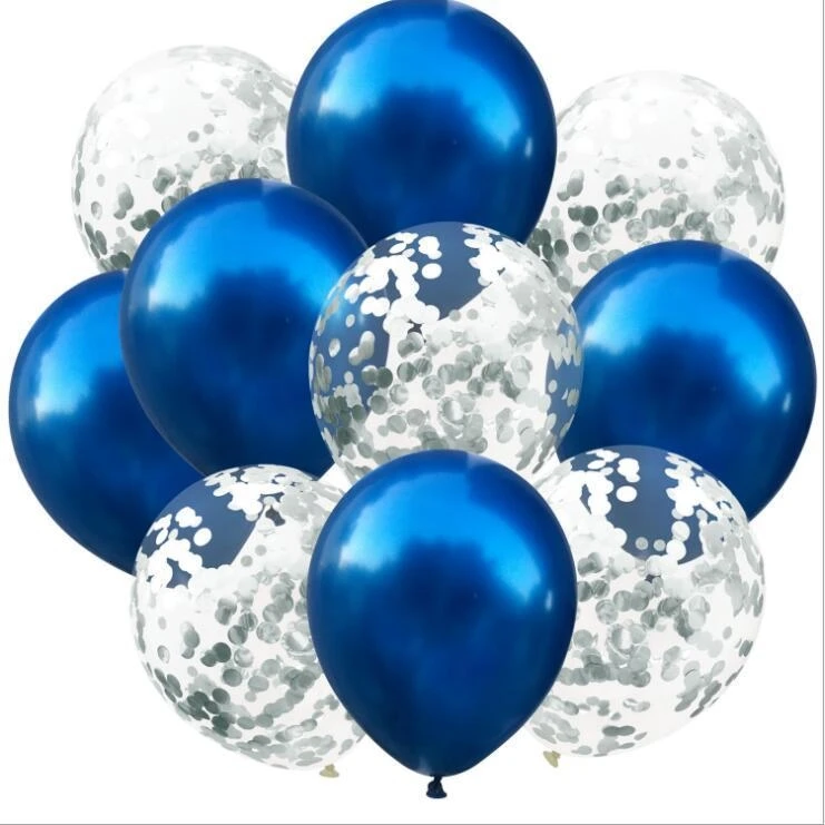 10 шт. 12 дюймов Металлические Синие цвета латексные шары золотые воздушные шары с конфетти надувной шар для дня рождения свадьбы